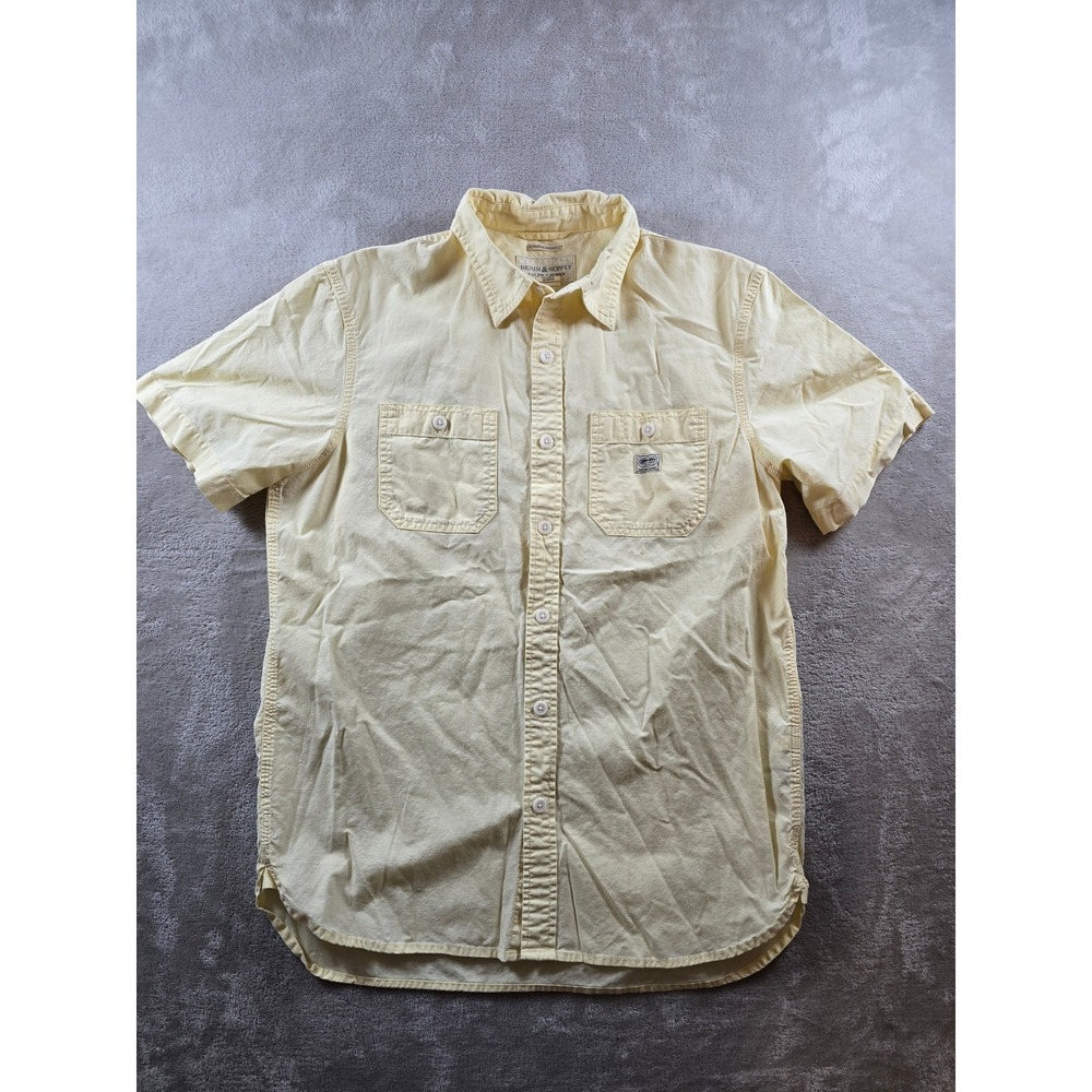 Denim Supply Ralph Lauren Shirt Mens M Yellow Short Sleeve Button Up Pocket